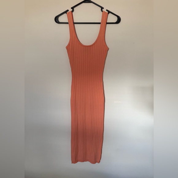 Windsor Sleeveless Ribbed Midi Dress in Coral - Picture 6 of 6